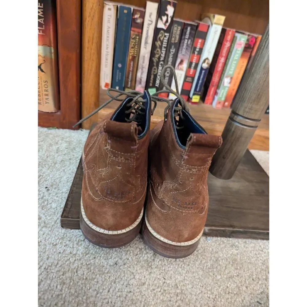 Ted Baker London Men’s EU 44 US 10-10.5 Brown Leather Chukka Boots